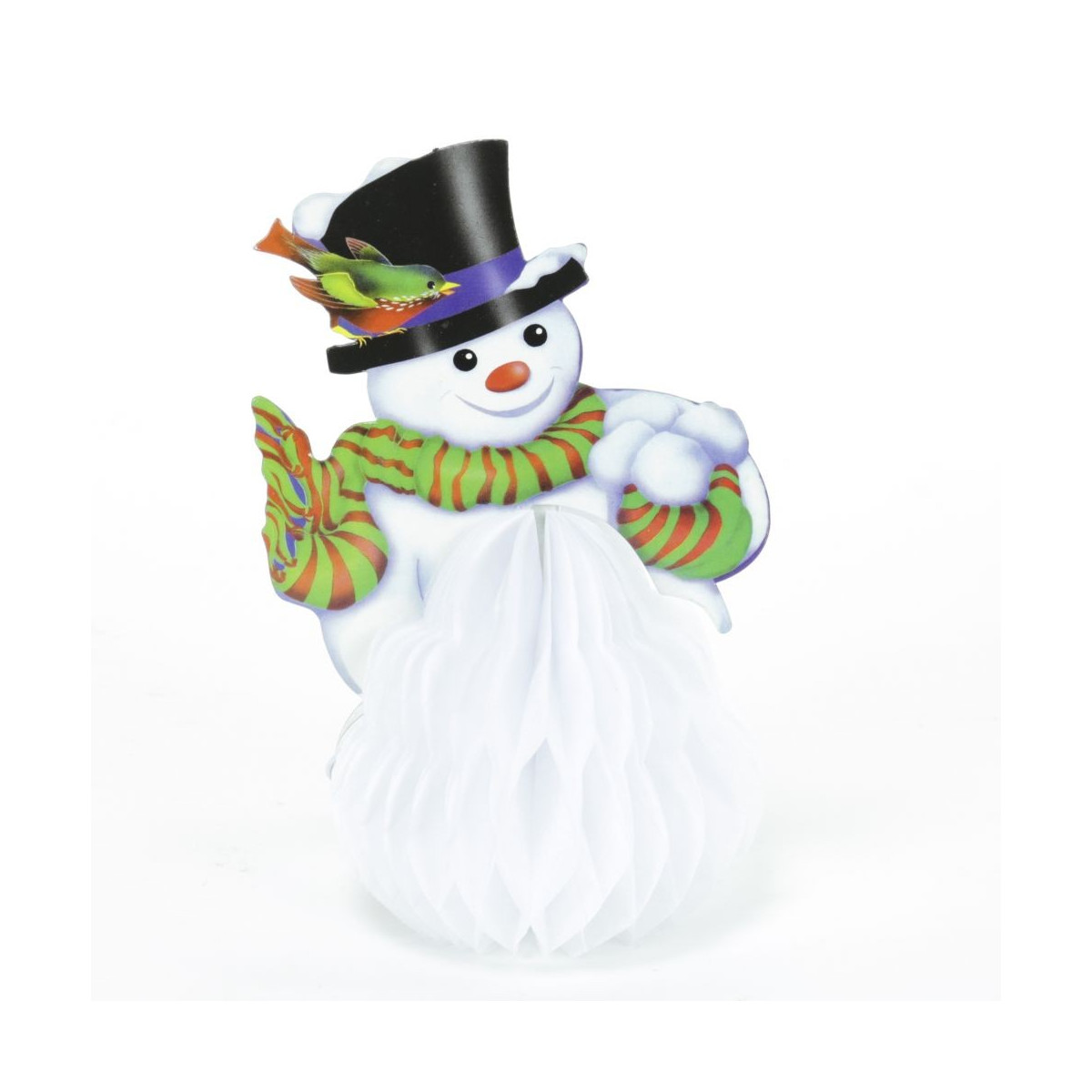 Centre de table en papier pour Noël en forme de bonhomme de neige