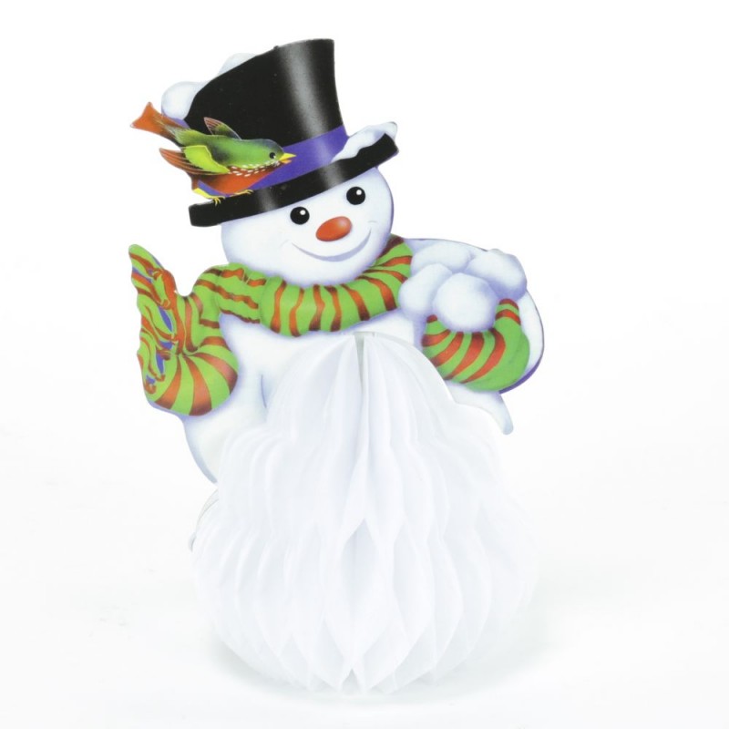 Centre de table en papier pour Noël en forme de bonhomme de neige