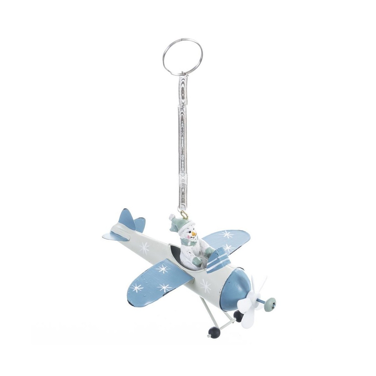 Pendentif de Noël en forme d'avion avec bonhomme de Noël