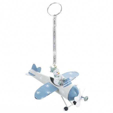 Pendentif de Noël en forme d'avion avec bonhomme de Noël