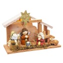 Portail de crèche avec 5 figurines et lumière LED