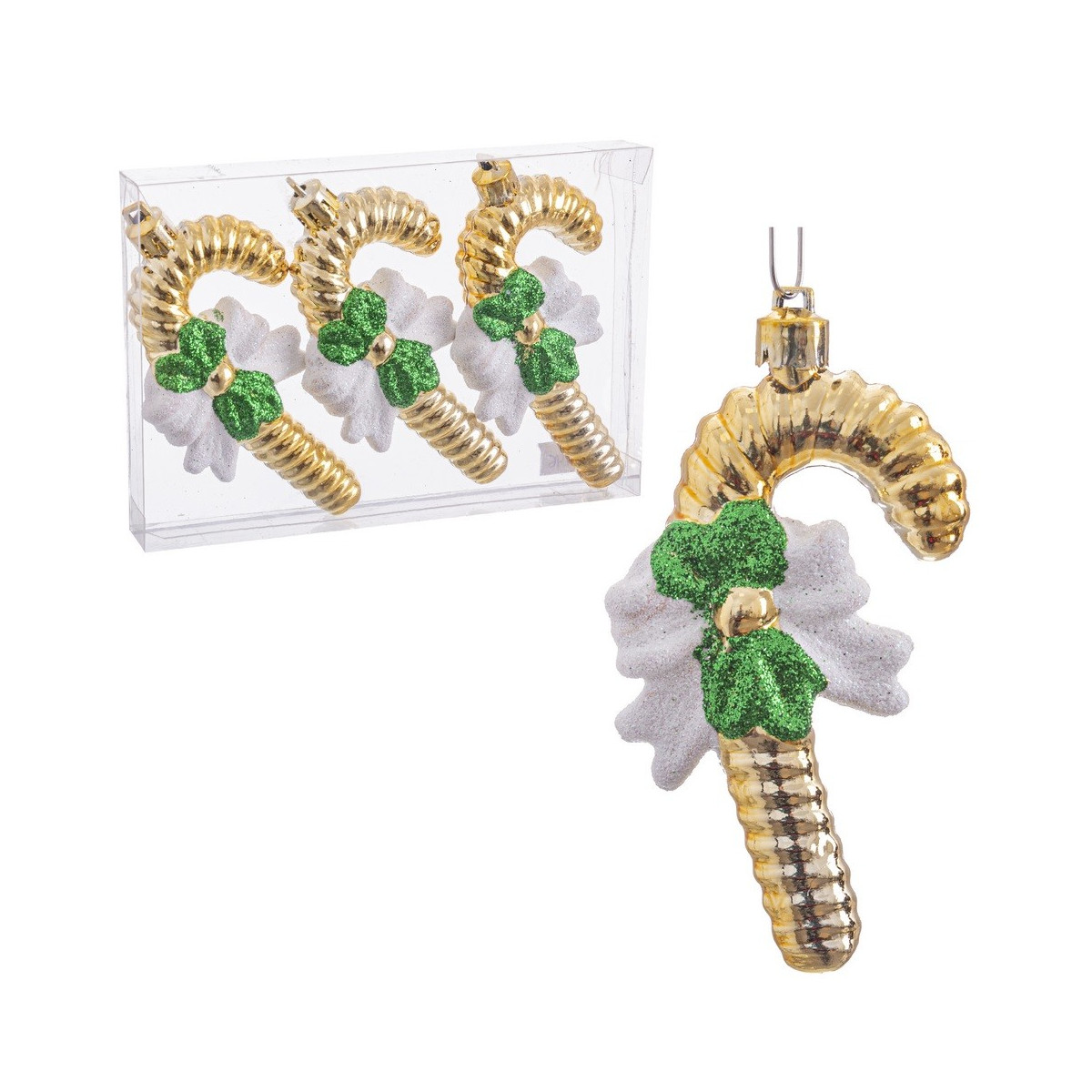 Set de 3 pendentifs de Noël en forme de canne