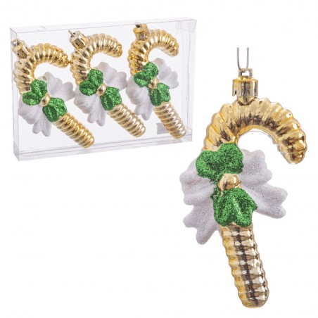 Set de 3 pendentifs de Noël en forme de canne