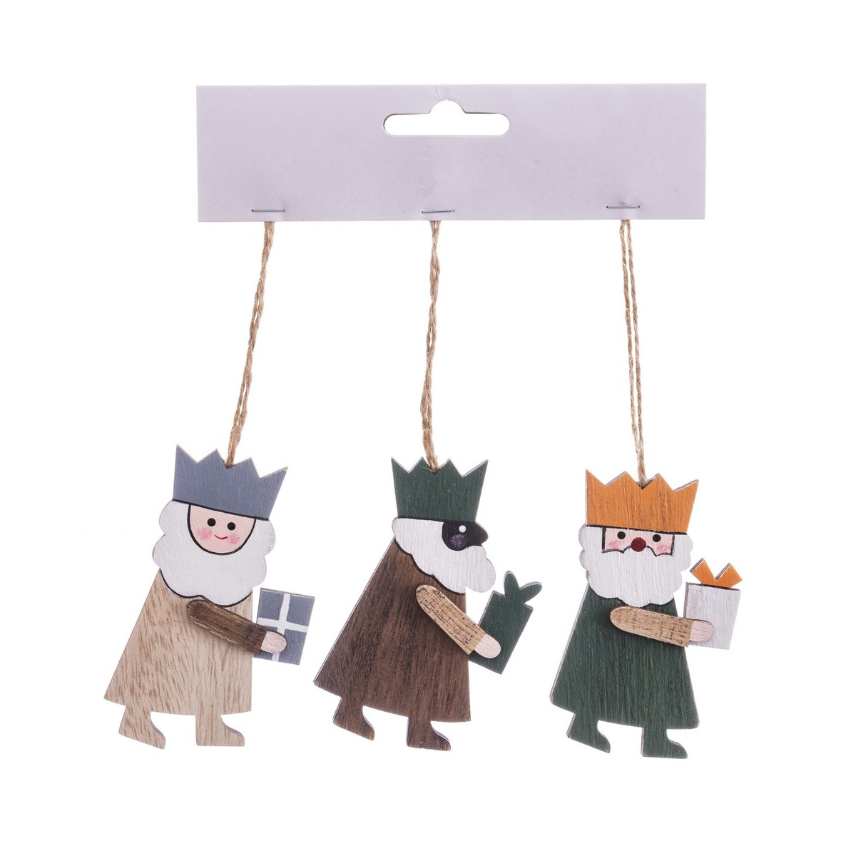 Ensemble de 3 figurines en bois pour sapin de noël en forme de trois sages