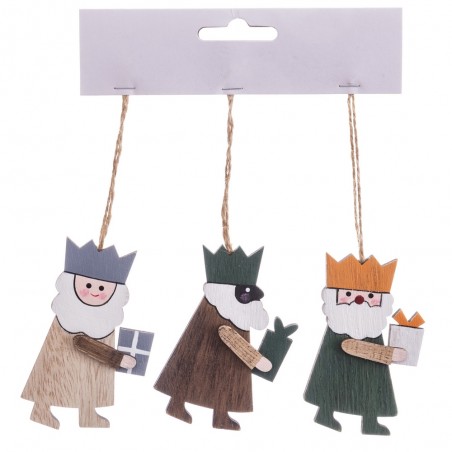 Ensemble de 3 figurines en bois pour sapin de Noël en...