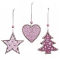 Ornements de Noël en bois et paillettes