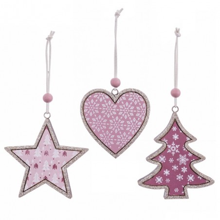 Ornements de Noël en bois et paillettes