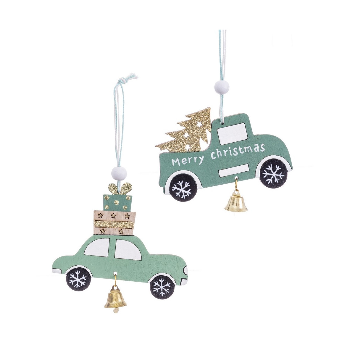 Pendentif en bois voiture Noël