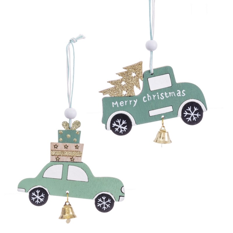 Pendentif en bois voiture Noël