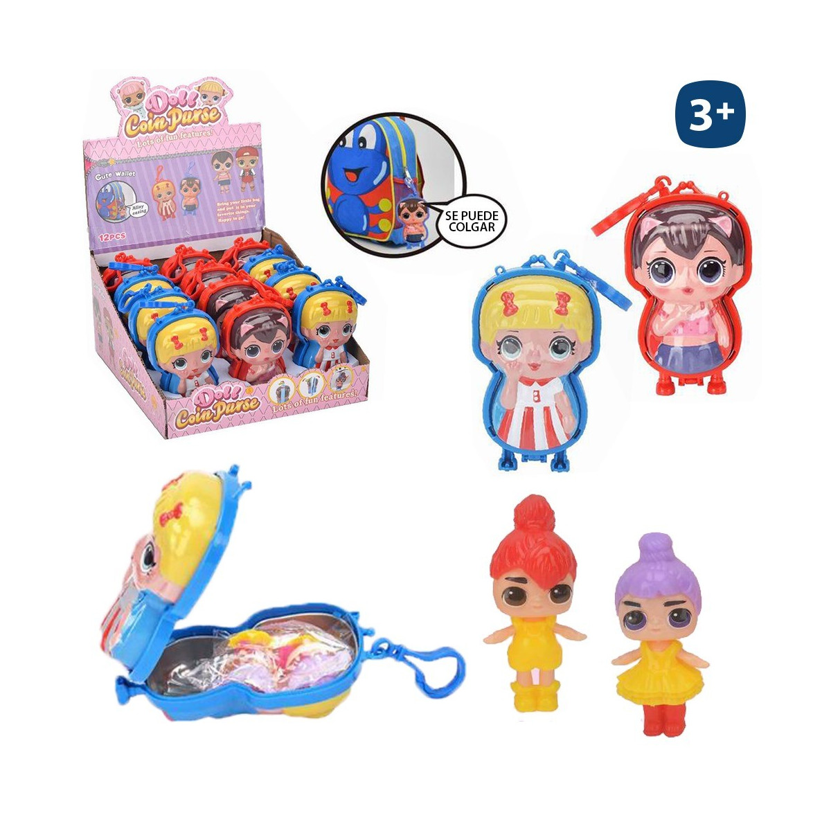 Porte-clés porte-monnaie pour enfants avec poupées
