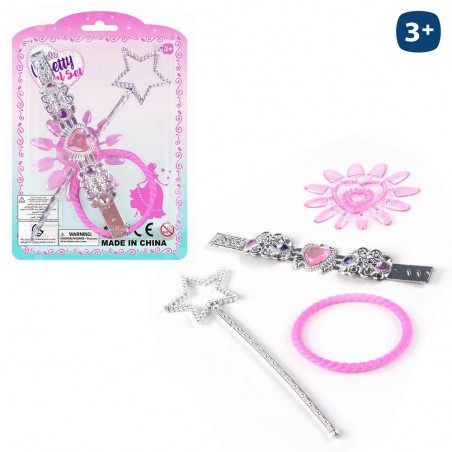 Baguette, bracelets et ongles. Ensemble d'accessoires de beauté pour filles