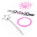 Baguette, bracelets et ongles. Ensemble d'accessoires de beauté pour filles