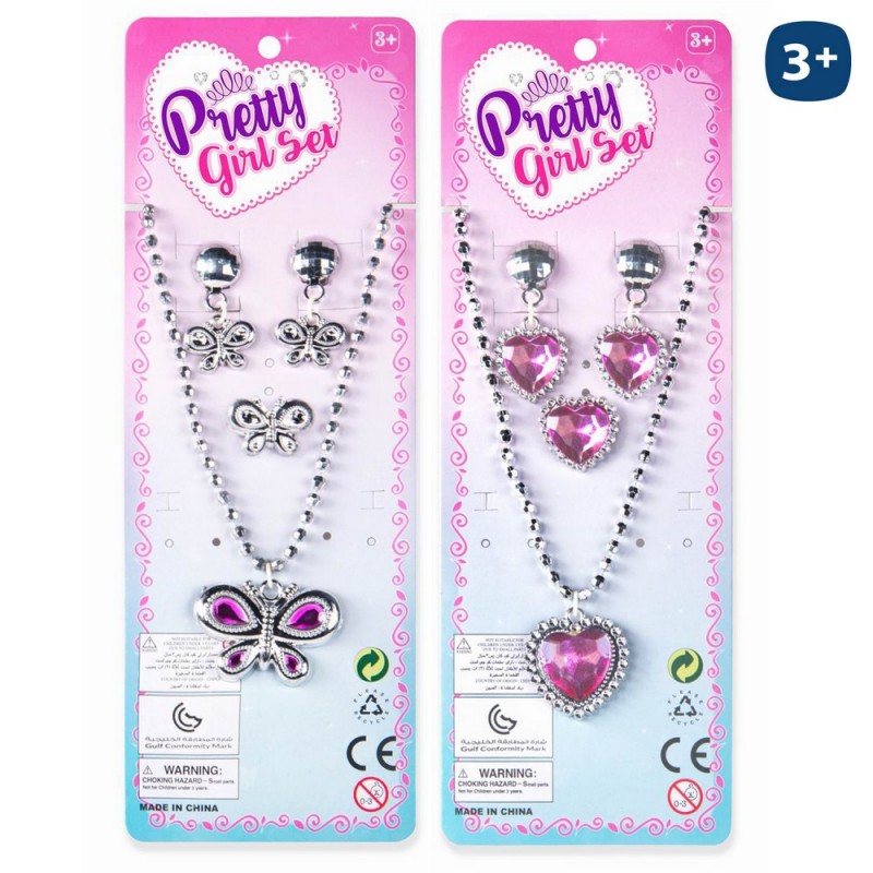 Collier, boucles d'oreilles et bague en jouets pour filles