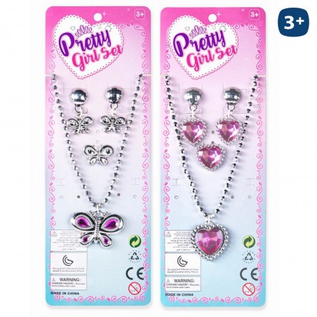 Collier, boucles d'oreilles et bague en jouets pour filles