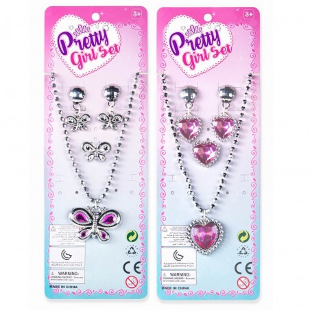 Collier, boucles d'oreilles et bague en jouets pour filles
