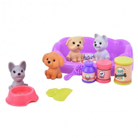 Chiens miniatures jouets avec accessoires