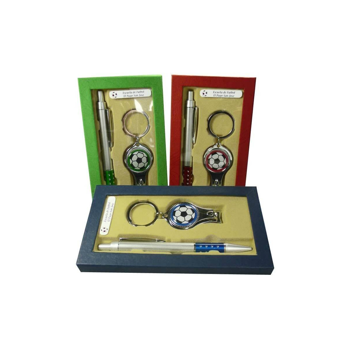 Cartera coupe-ongles et stylo dans une boîte personnalisée pour les fans de football