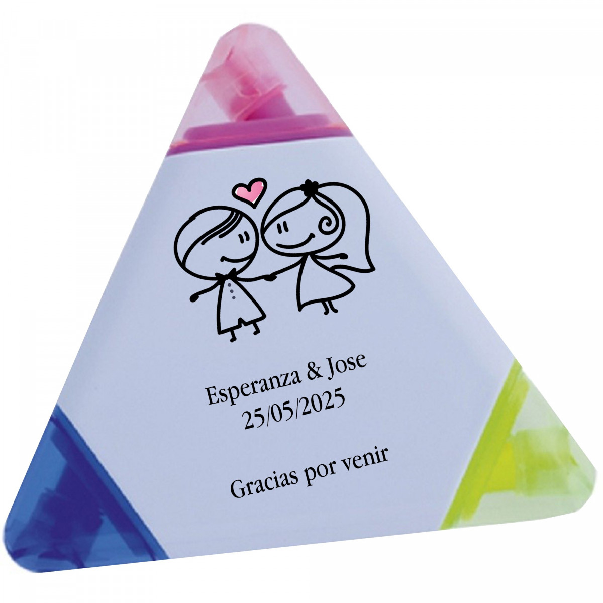 Marqueur de mariage tricolore personnalisé avec noms et phrase