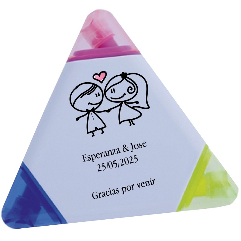 Marqueur de mariage tricolore personnalisé avec noms et phrase