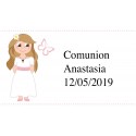 Autocollant Nocilla personnalisé avec nom et date sur la fille de communion