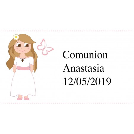 Nocilla personnalisée avec nom et date sur autocollant fille de communion