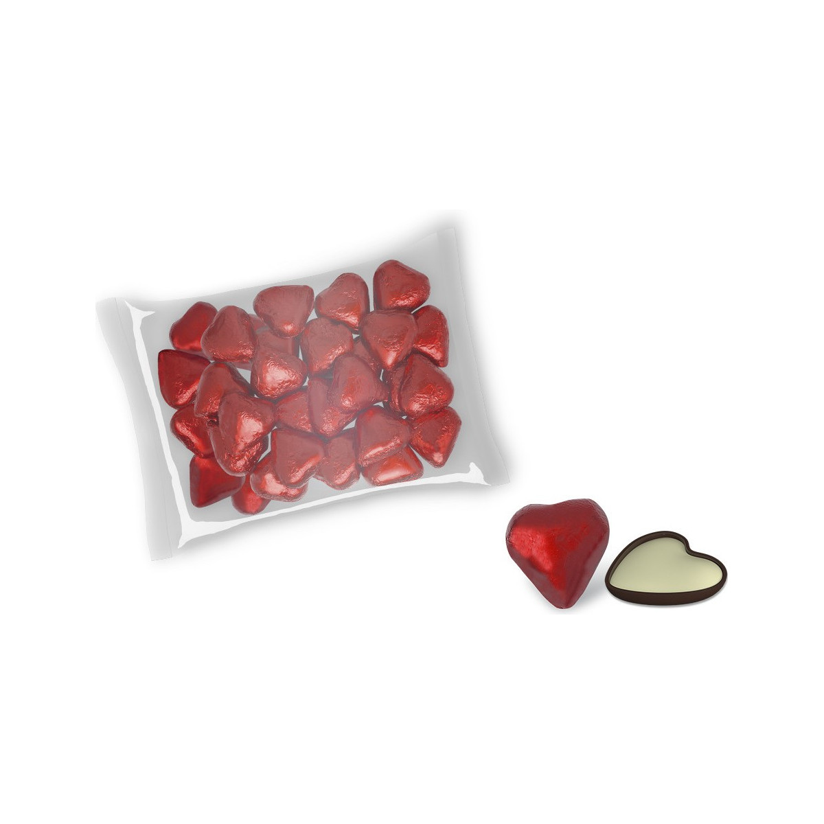 Coeurs en chocolat fourrés au chocolat blanc