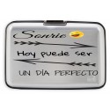 Porte-cartes accordéon métallique avec phrase inspirante personnalisée