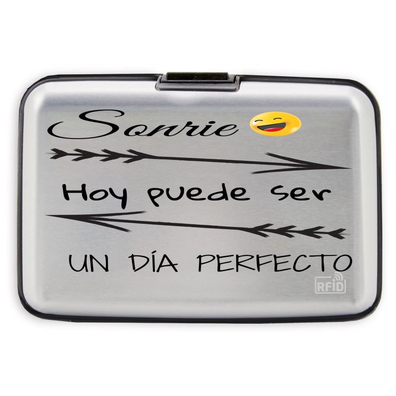 Porte-cartes accordéon métallique avec phrase inspirante personnalisée