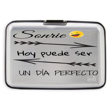 Porte-cartes accordéon métallique avec phrase inspirante personnalisée