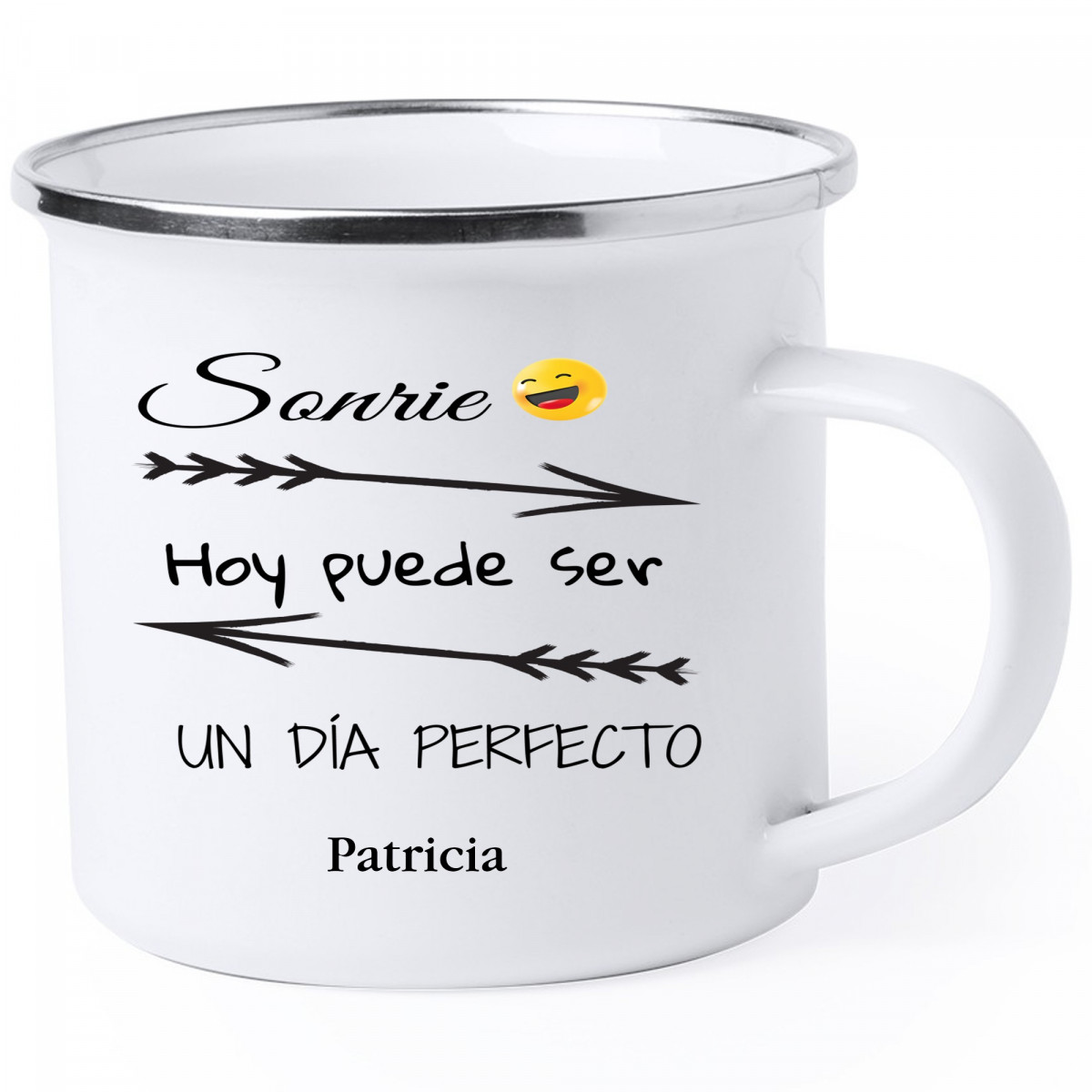 Tasse métallique avec phrase motivante personnalisée avec nom