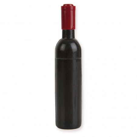 Bouteille de vin personnalisée avec tire bouchon personnalisé présentée dans un sac kraft avec phrase