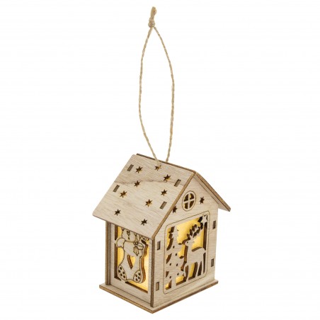 Décoration de Noël avec lumière en forme de cabane en bois