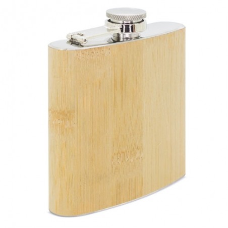 Flasque à alcool fabriquée en acier inoxydable et en bambou