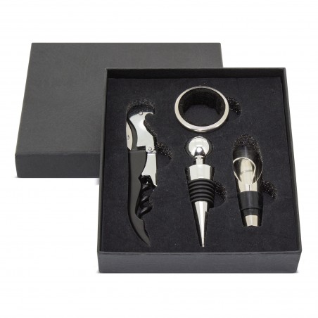 Coffret de vin cadeau avec anneau antigoutte, bouchon, tire-bouchon et doseur