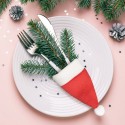 Housses pour couverts de Noël en forme de bonnet de Père Noël