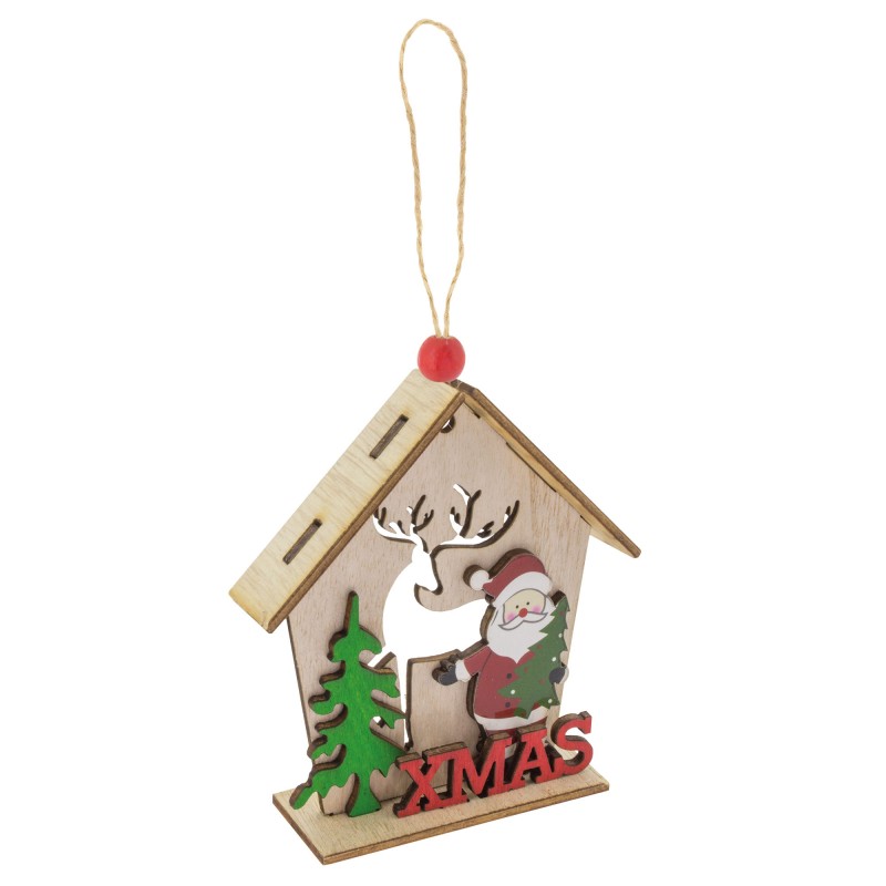 Ornement de Noël avec maison en bois et pendentif
