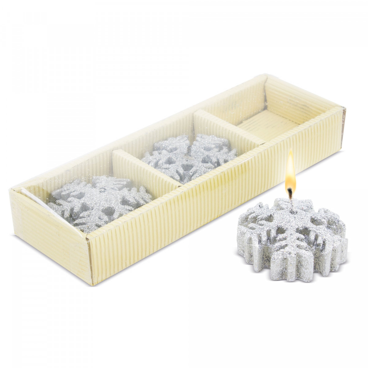 Ensemble de bougies pour Noël en forme de flocons de neige
