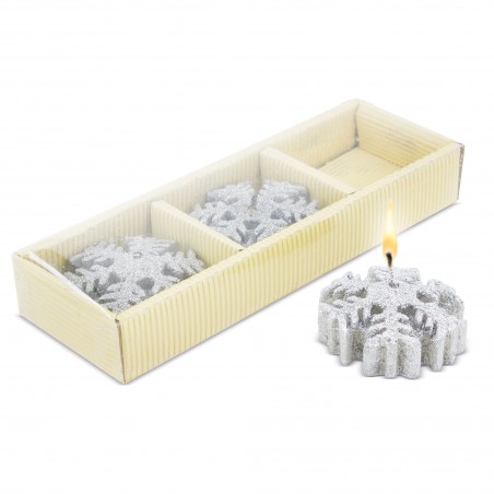 Ensemble de bougies pour Noël en forme de flocons de neige