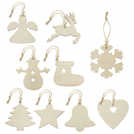 Lot de 9 pendentifs silhouette pour décorations de Noël