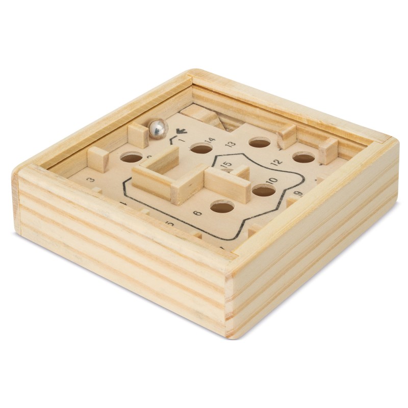 Labyrinthe de billes dans une boîte en bois
