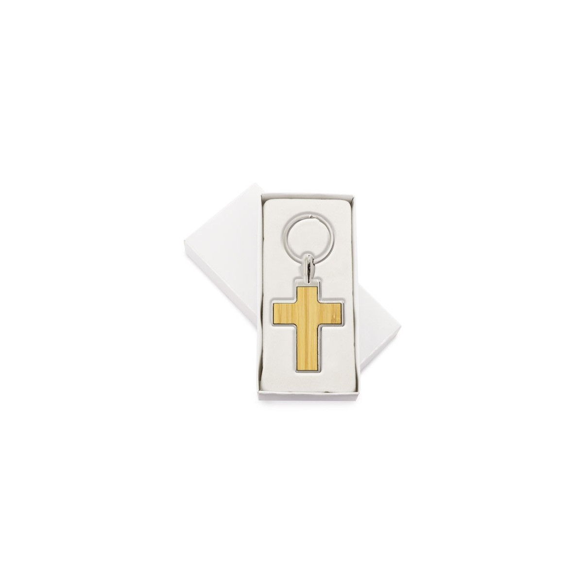 Porte-clés en forme de croix en bambou