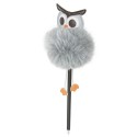 Stylo avec pompon gris en forme de hibou