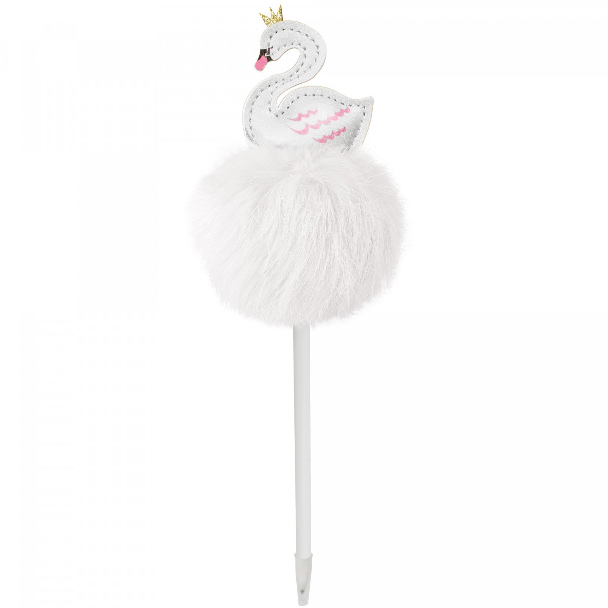 Stylo avec pompon blanc en forme de cygne