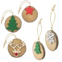 5 décorations de Noël en troncs de bois