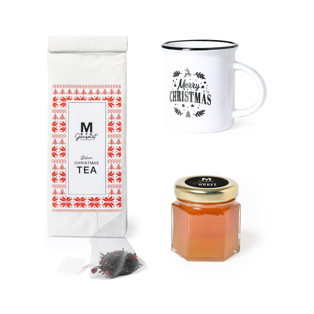 Coffret cadeau gourmand de noël avec thé et miel