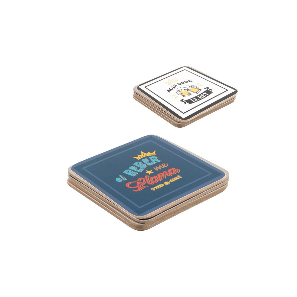 Set de 4 sous-verres avec des phrases drôles fabriqués en liège