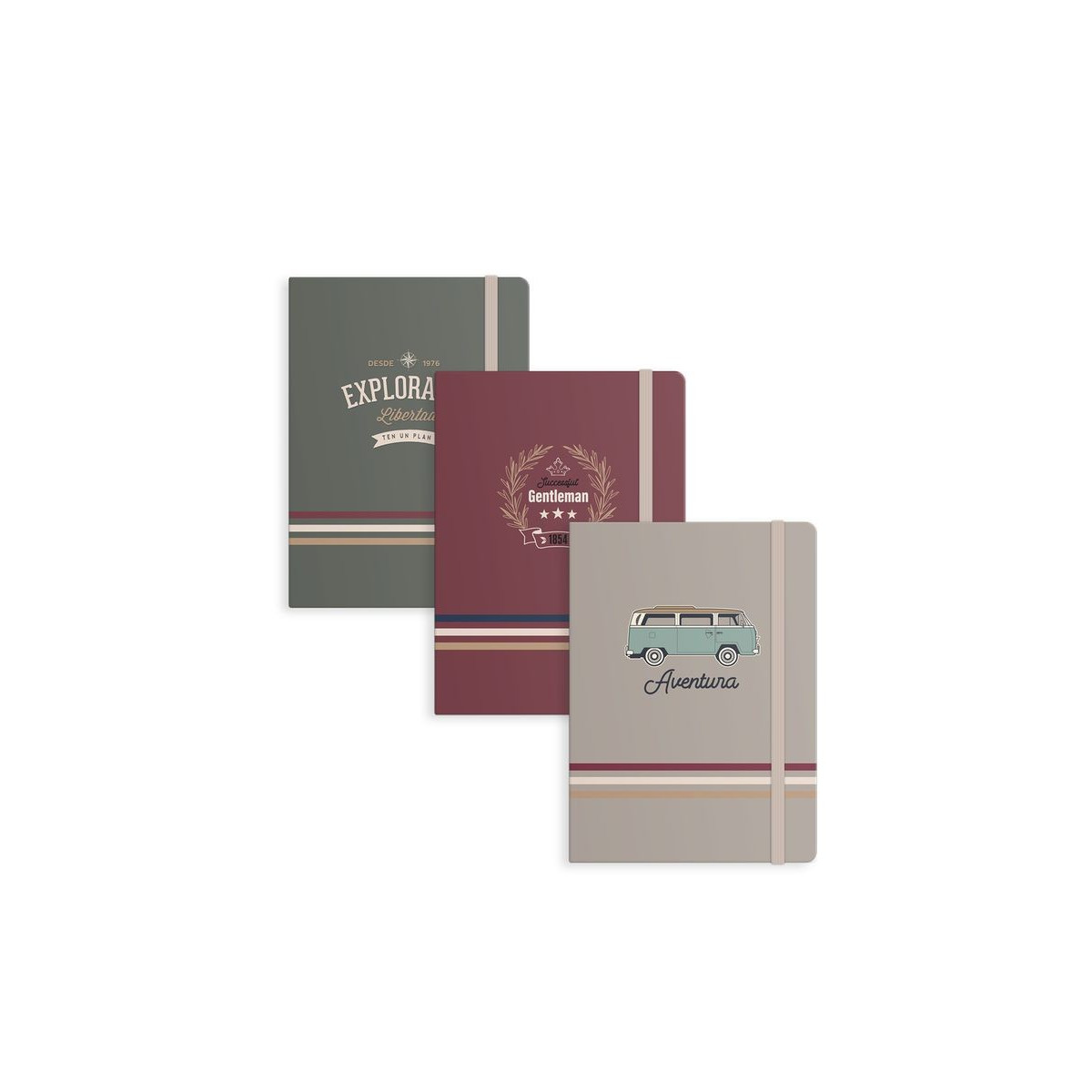 Carnet à couverture rigide sans spirale et avec fermeture élastique