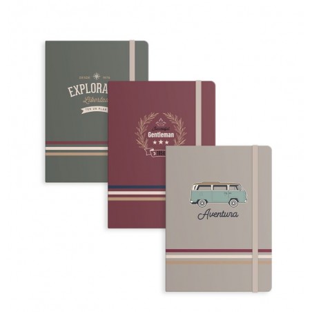 Carnet à couverture rigide sans spirale et avec fermeture élastique