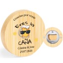 Décapsuleur personnalisé avec une phrase de remerciement, un nom et une date, un design de chope de bière, des cadeaux de