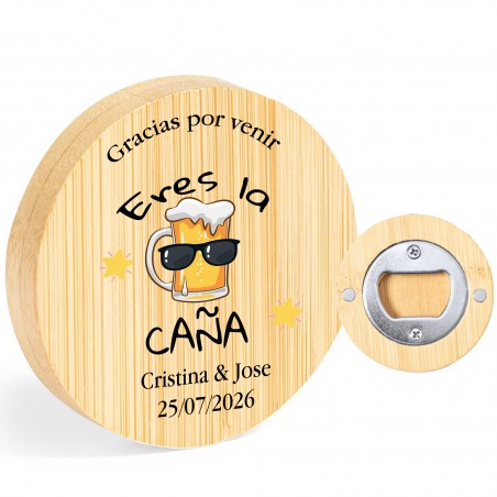 Décapsuleur personnalisé avec une phrase de remerciement, un nom et une date, un design de chope de bière, des cadeaux de